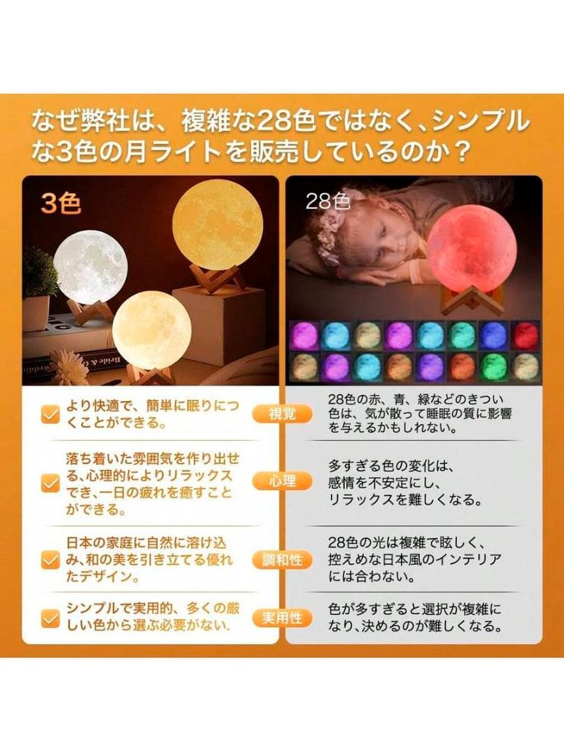 月型ナイトライト 木製スタンド付き