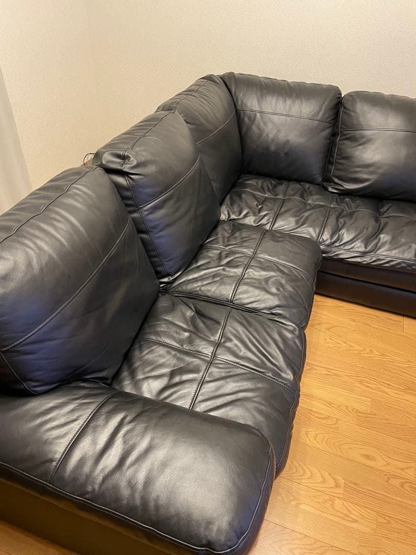 ①ニトリ コーナーソファ ブラック(Sステイツ BK-L)