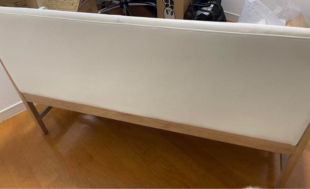 シギヤマ家具オーク材　天然革➕合成皮革 ソファ　白