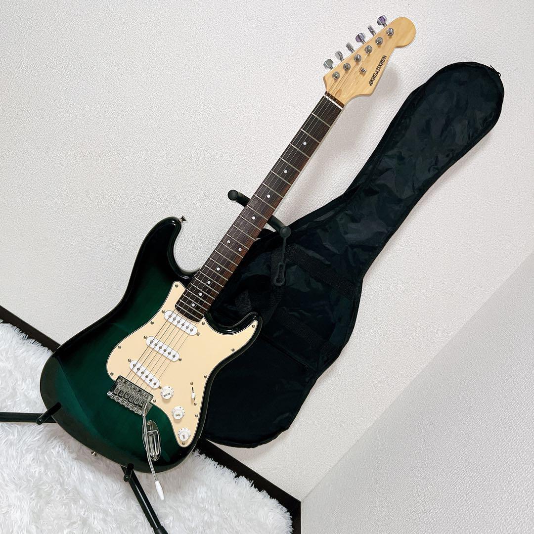 SELDERセルダー⭐️グリーン エレキギター サンバースト シースルー