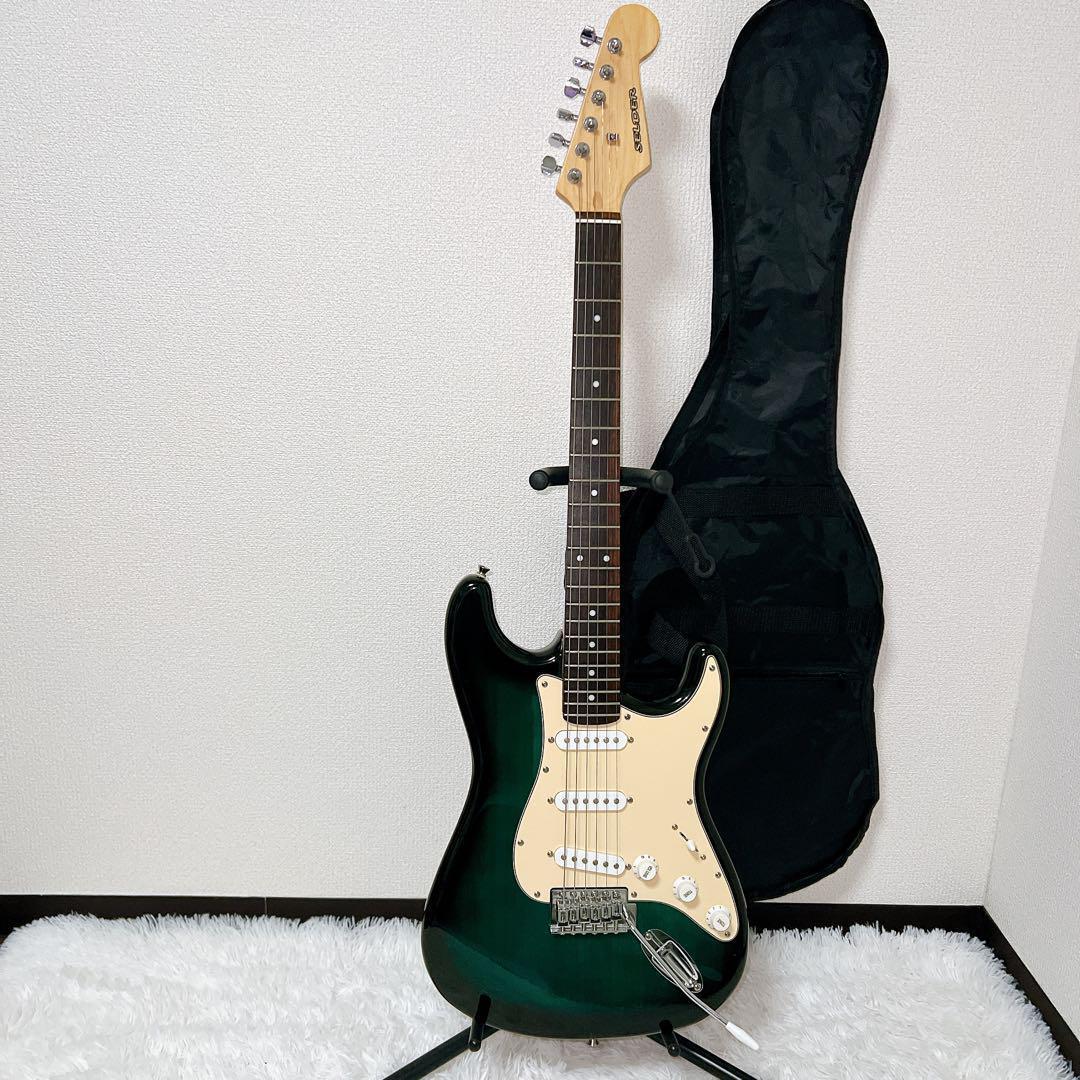 SELDERセルダー⭐️グリーン エレキギター サンバースト シースルー
