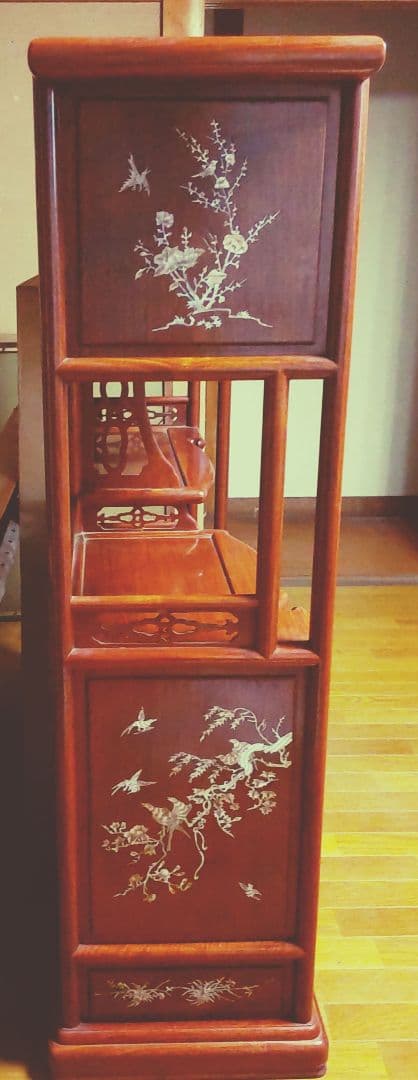 専用 螺鈿細工 茶箪笥 昭和レトロ シェルフ 茶棚 貝 手作り 古道具