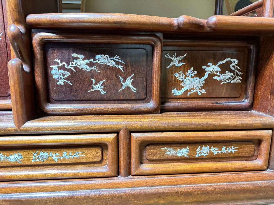 専用 螺鈿細工 茶箪笥 昭和レトロ シェルフ 茶棚 貝 手作り 古道具