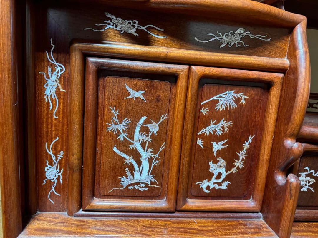 専用 螺鈿細工 茶箪笥 昭和レトロ シェルフ 茶棚 貝 手作り 古道具