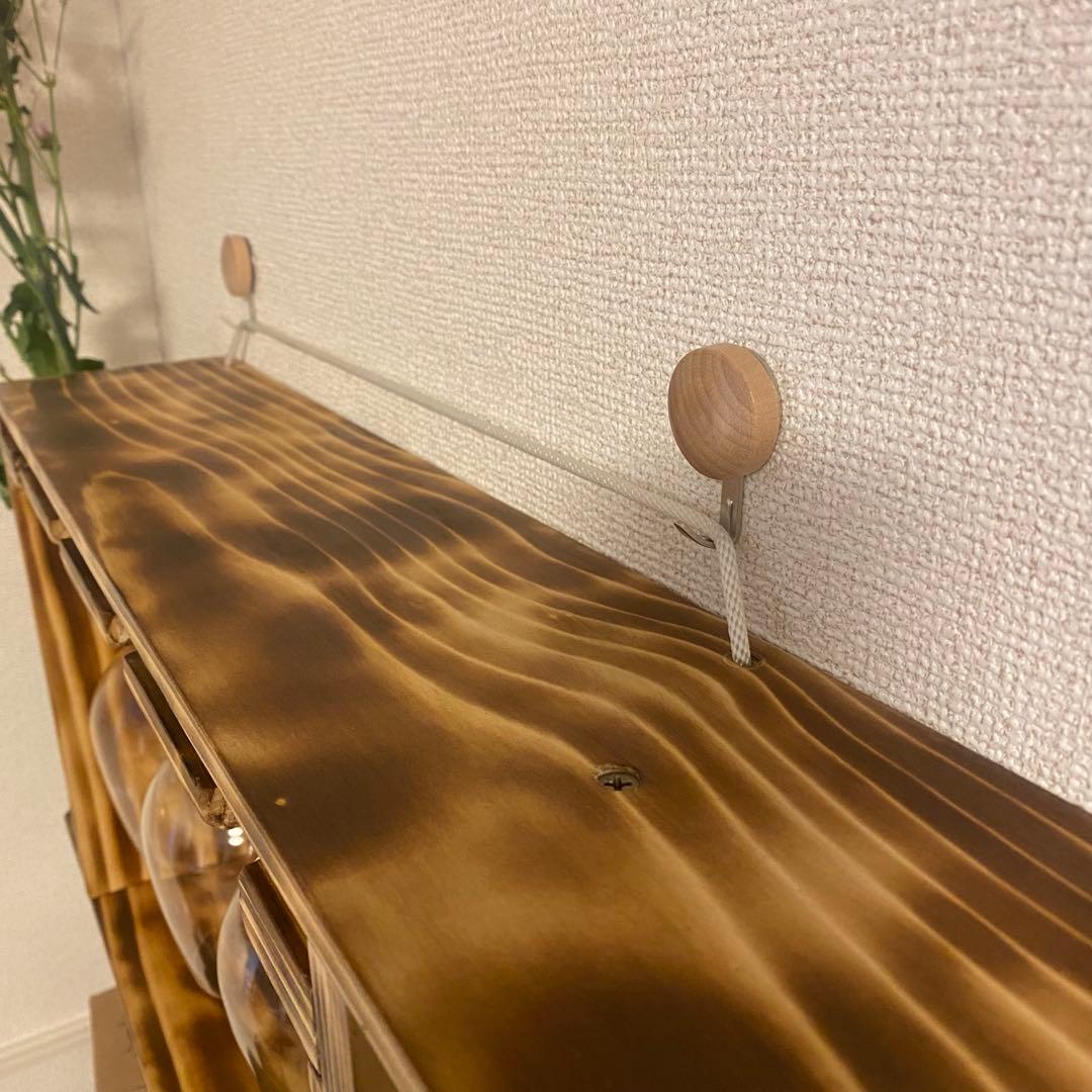【ハンドメイド】木製壁掛けグラスホルダー 4個収納