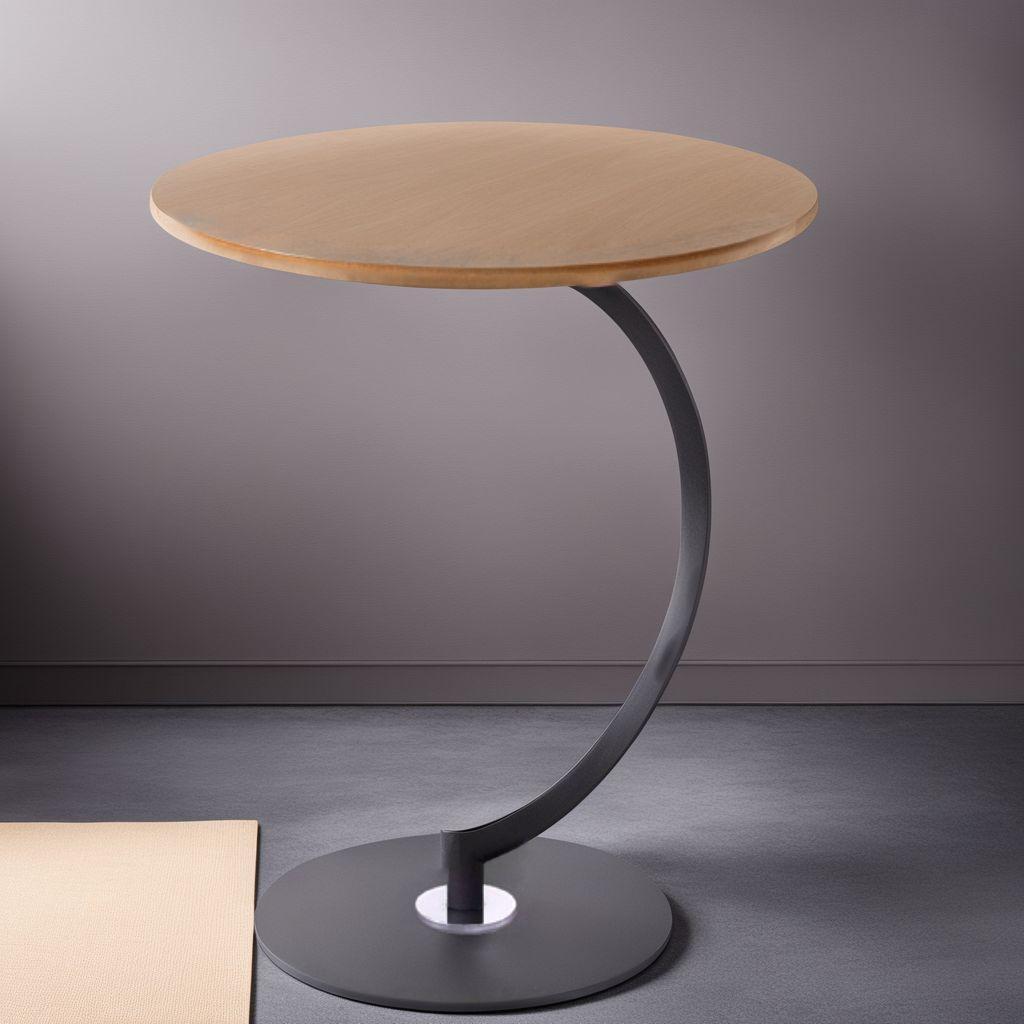 洗練された曲線美 ウォルナット木目サイドテーブル