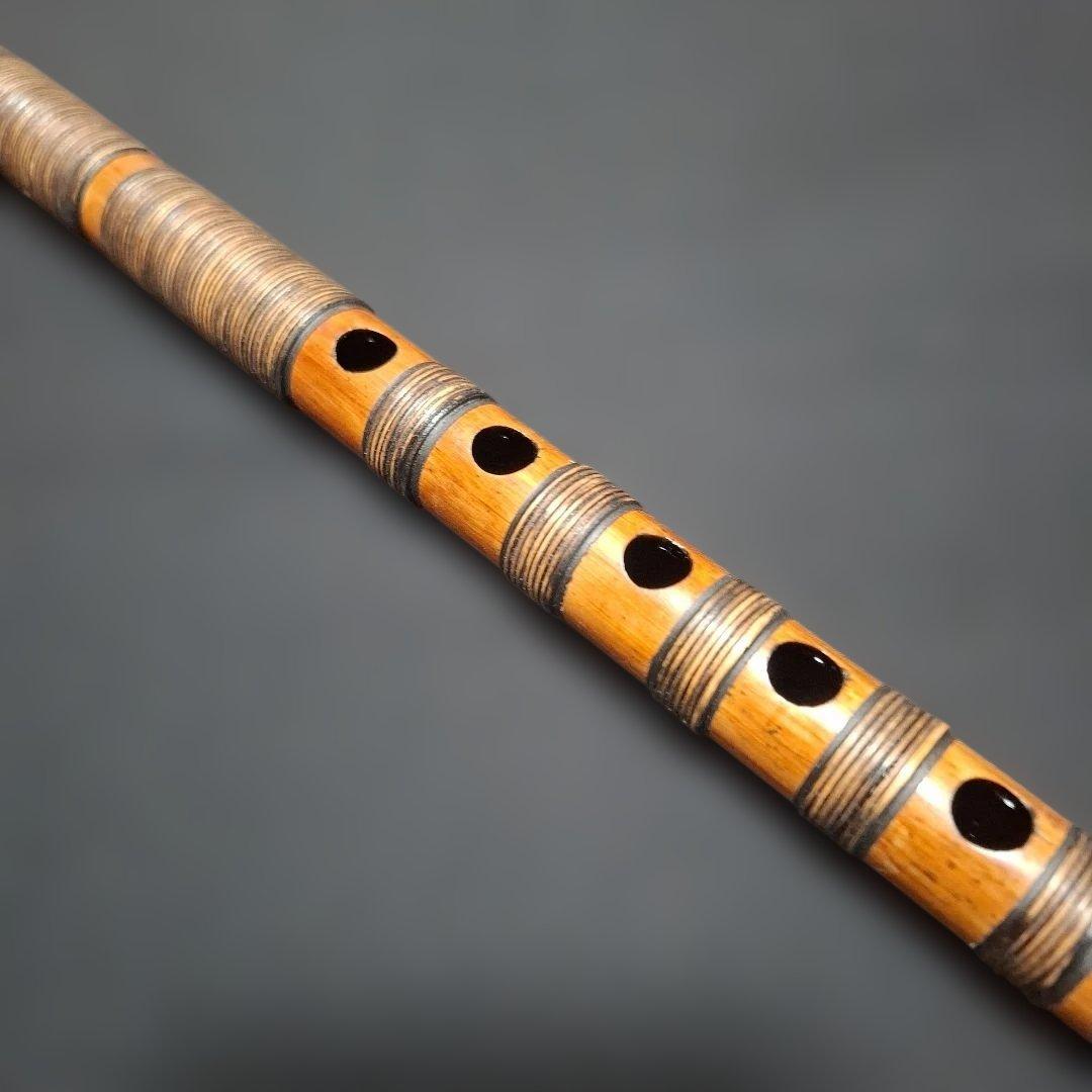 篠笛　古典調　7本調子　6穴　藤総巻き　拭漆仕上げ　超鐵仕様