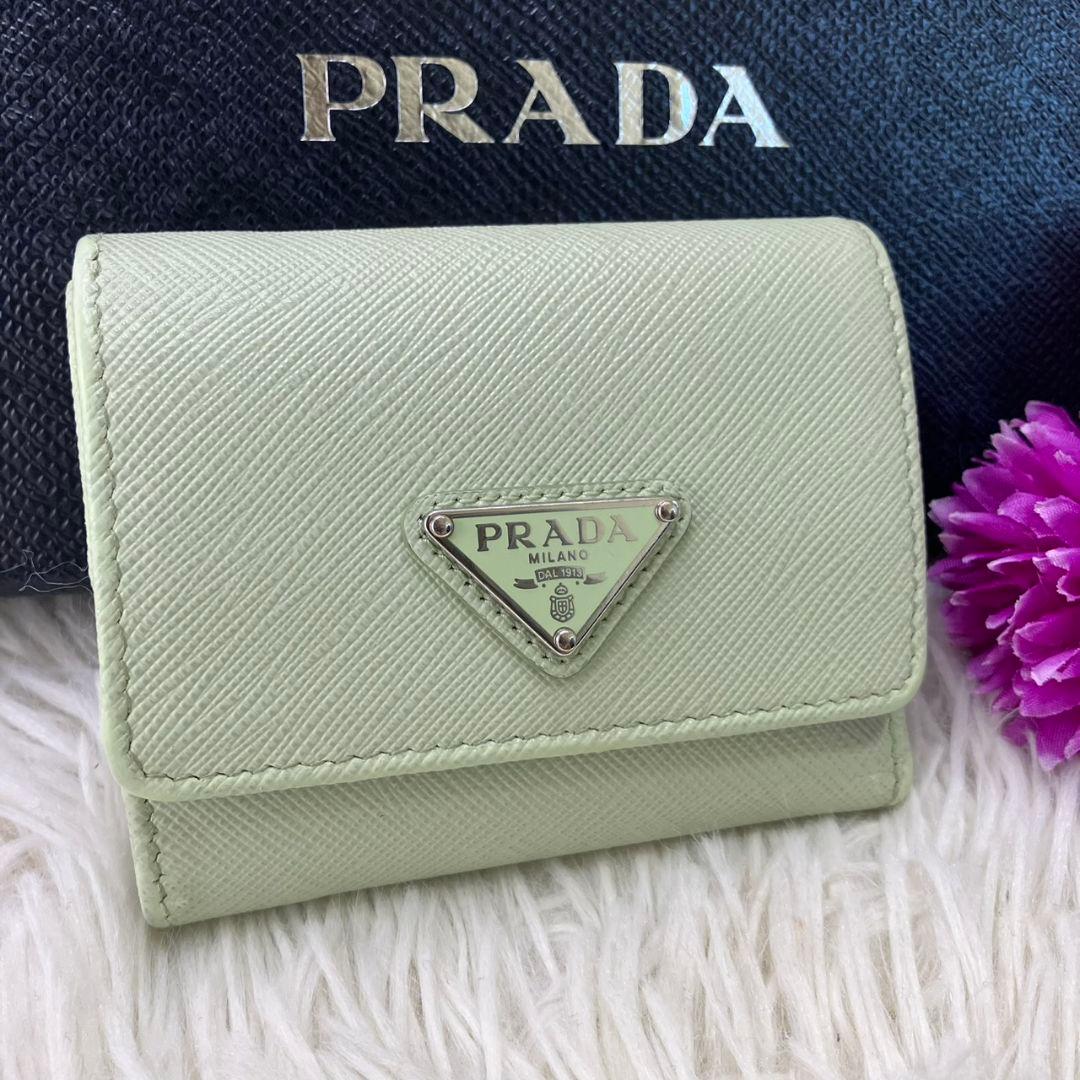 ✨希少カラー✨PRADA プラダ 三つ折り財布 三角ロゴ サフィアーノ