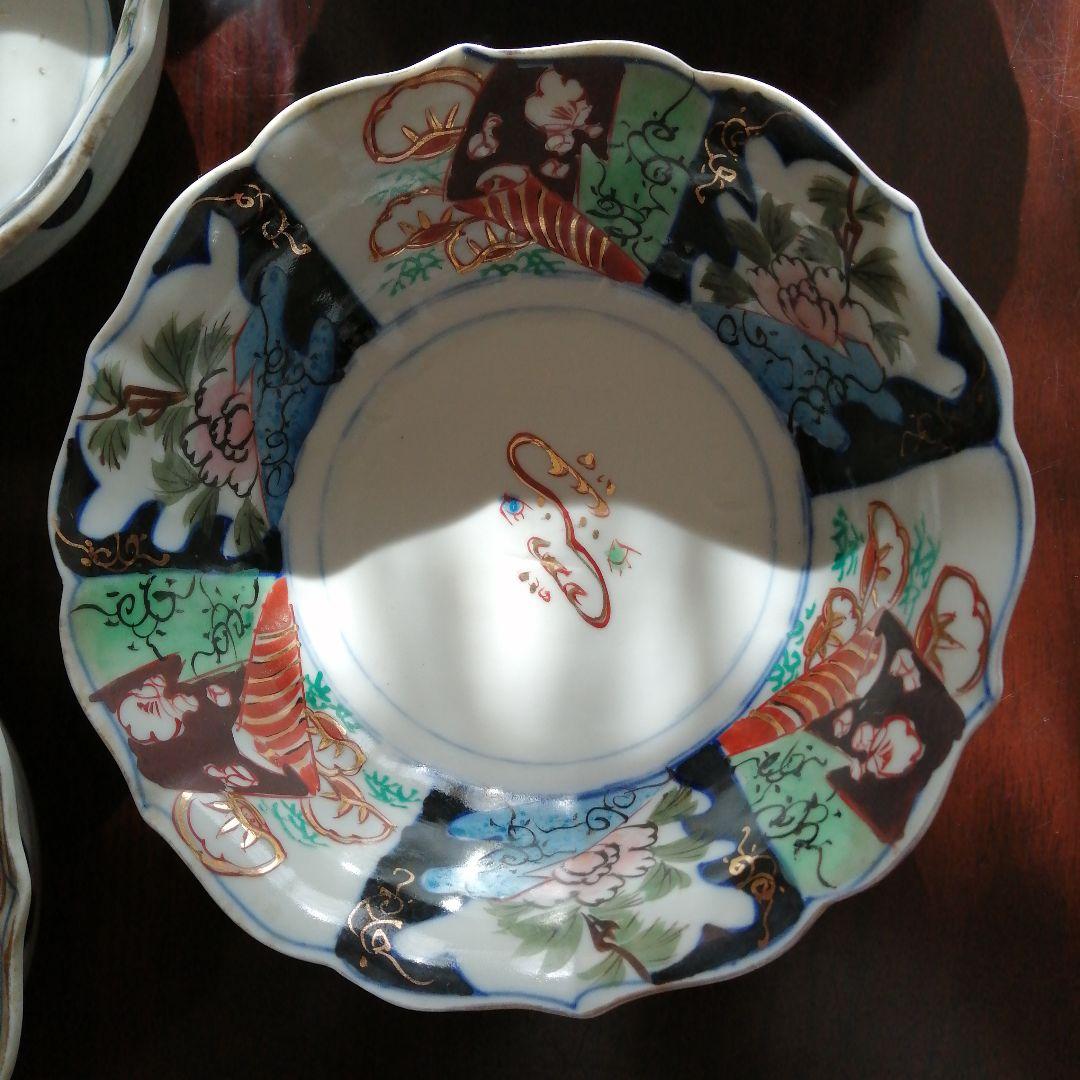 伊万里　金彩錦中鉢　5客　18cm　幕末～明治期