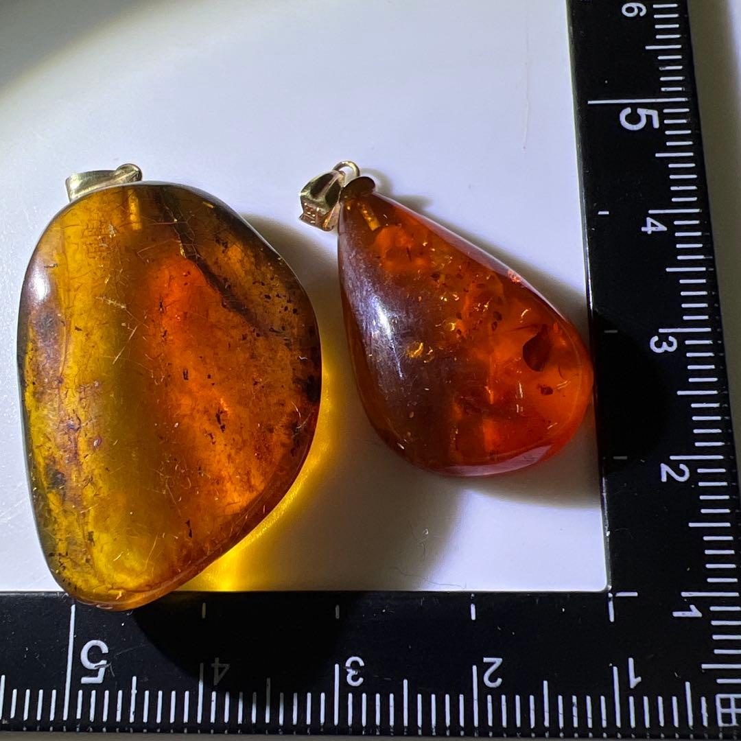 K18刻印　琥珀ネックレストップ　6.0g 東Y8-0210☆2F