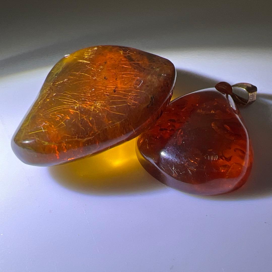 K18刻印　琥珀ネックレストップ　6.0g 東Y8-0210☆2F