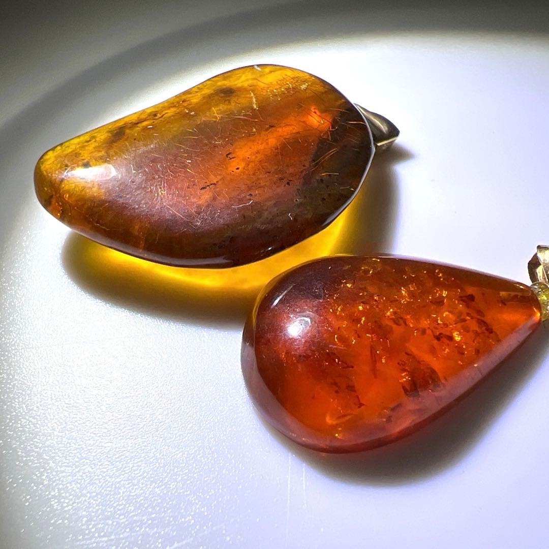 K18刻印　琥珀ネックレストップ　6.0g 東Y8-0210☆2F