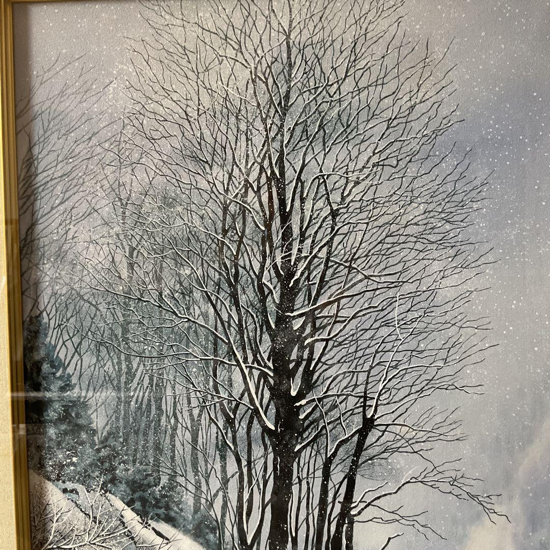 模写 加山又造 日本画【風景画 冬 】 額装 共シール タトウ箱付 - メルカリ