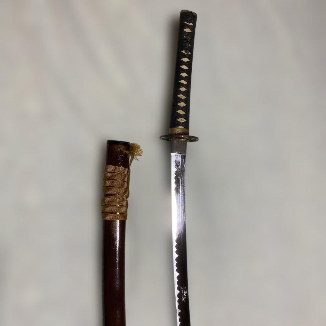 模造刀 濃緑柄 角松透し楕円鍔 茶鞘 - メルカリ