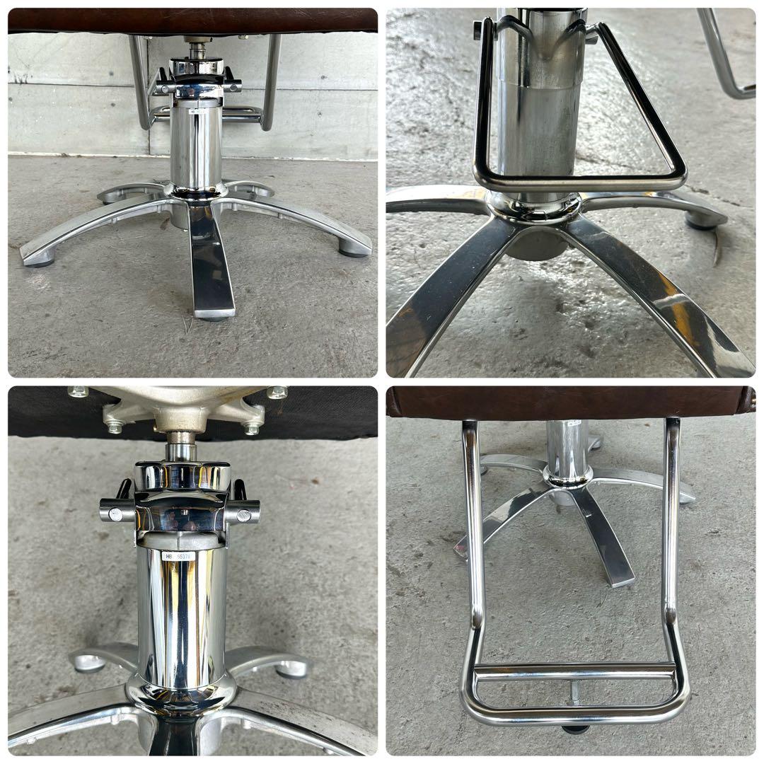 ✦Vintage✦チェスターフィールド／バーバーチェア／昇降式　サロンチェア鉄鋲