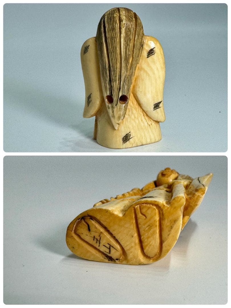 時代【 玉山 】造 細密彫刻 天然素材 牙 根付 からくり顔 僧侶他８体まとめて