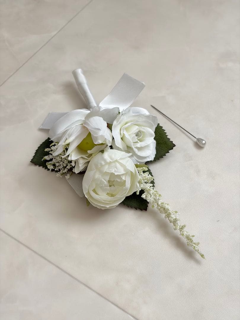 アーティフィシャルフラワー ブーケ ブートニア グローブ 3点セット