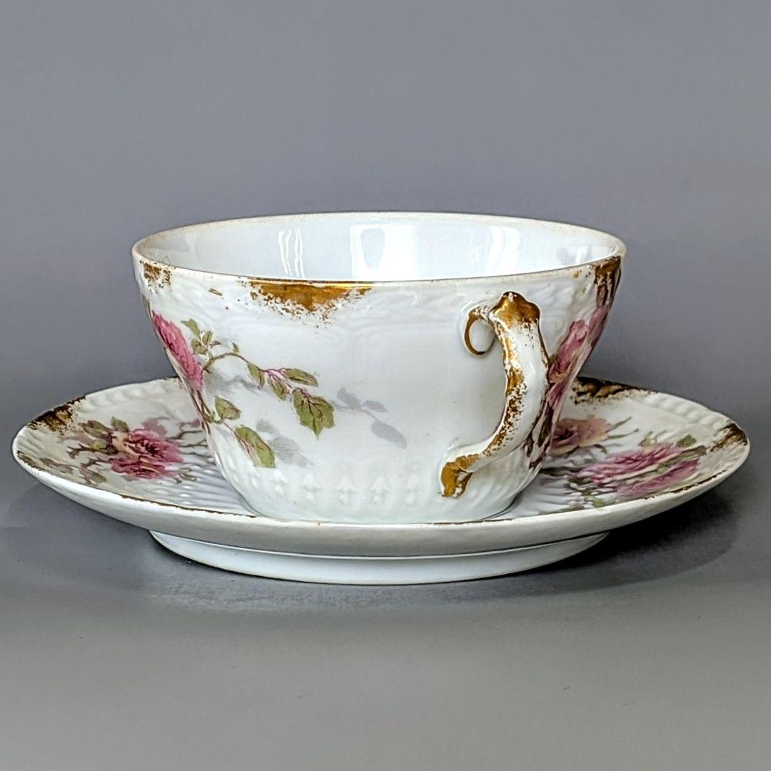 アビランド リモージュ　フランスアンティーク/薔薇暈し金彩/カップ&ソーサー