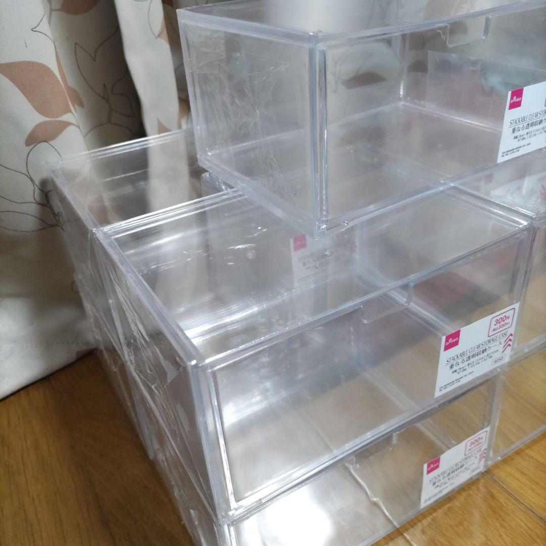 新品未開封品】DAISO 重なる透明収納ケース 9個セット すのチルソフビ