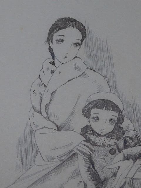 大正ロマンの画家、山根幸雄／由紀雄の肉筆の画稿です。中原淳一と同時代です／４