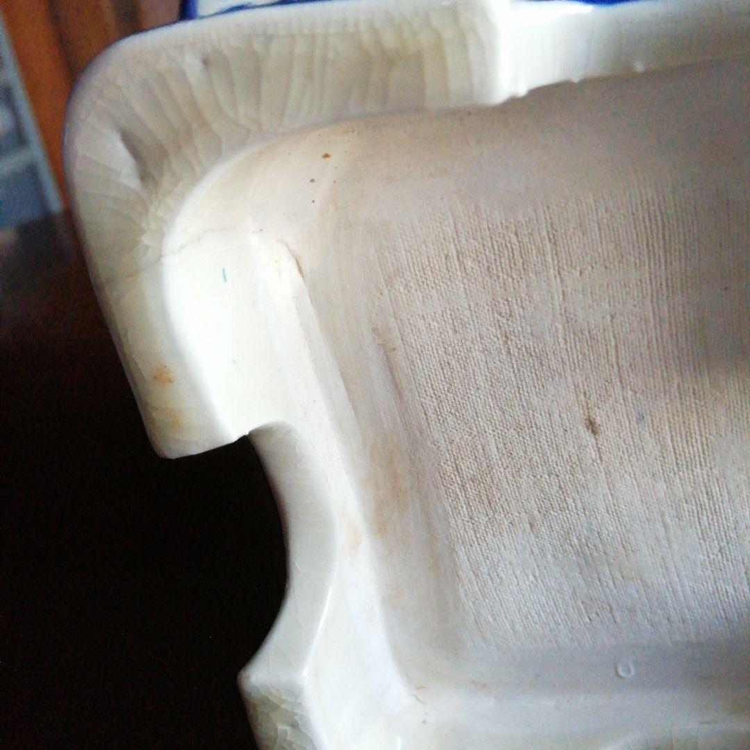 瀬戸焼　染付四方手桶　17.5cm　明治～昭和初期