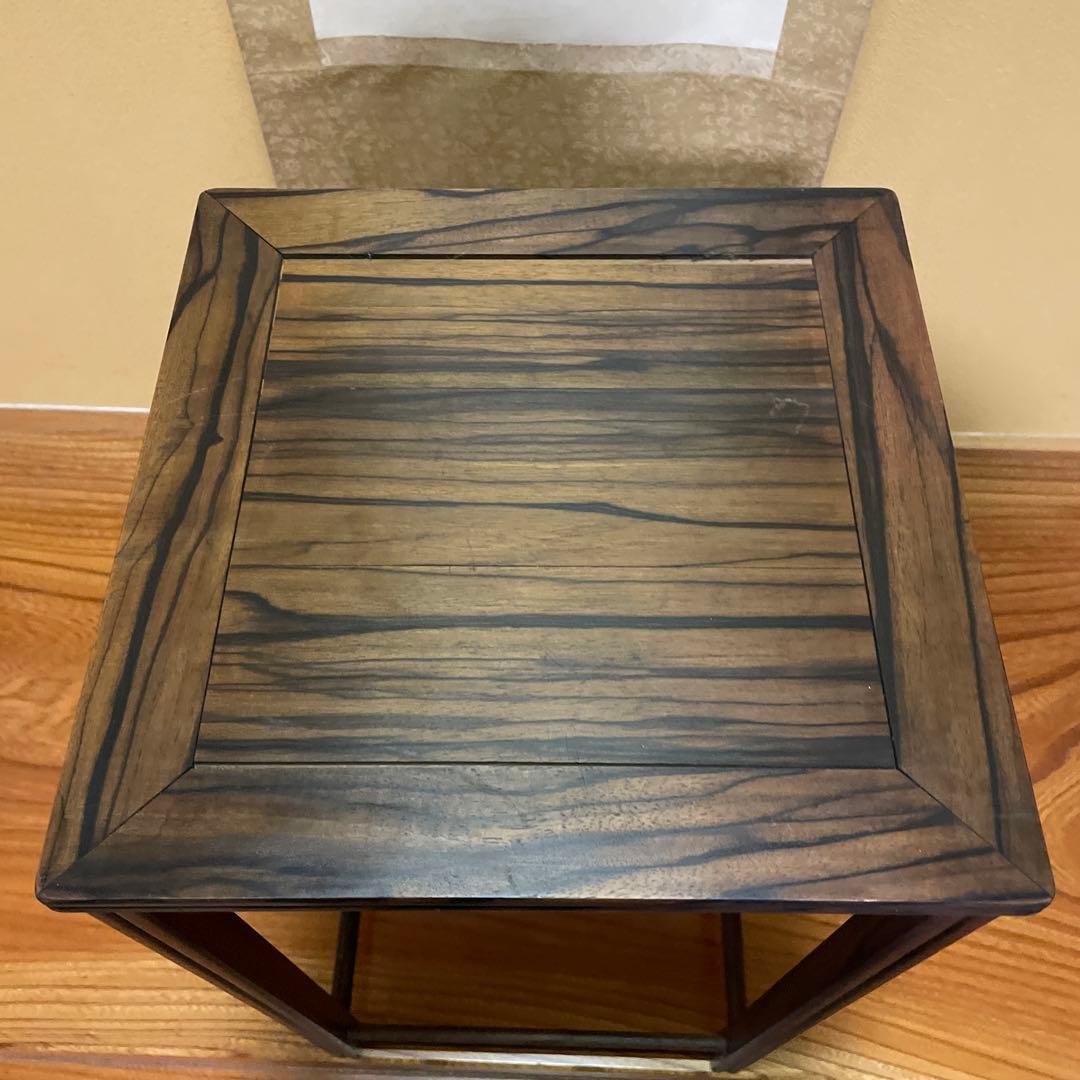 【唐木】懸崖1.1尺 盆栽台 黒檀 ビンテージ品 高卓(こうしょく)【訳あり品】