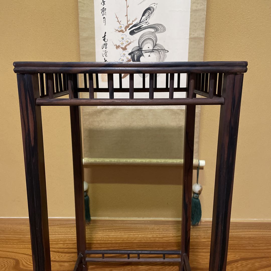 【唐木】懸崖1.1尺 盆栽台 黒檀 ビンテージ品 高卓(こうしょく)【訳あり品】