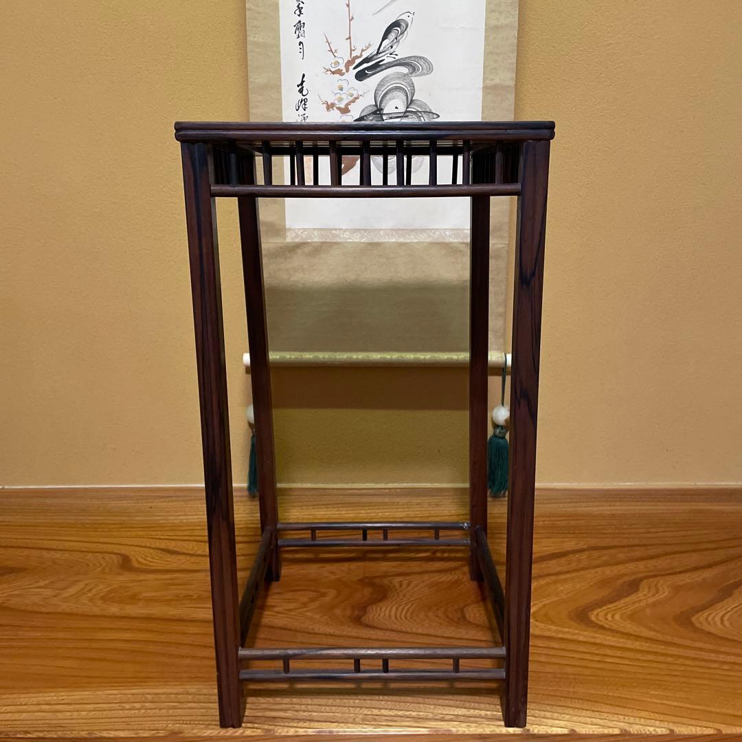 【唐木】懸崖1.1尺 盆栽台 黒檀 ビンテージ品 高卓(こうしょく)【訳あり品】