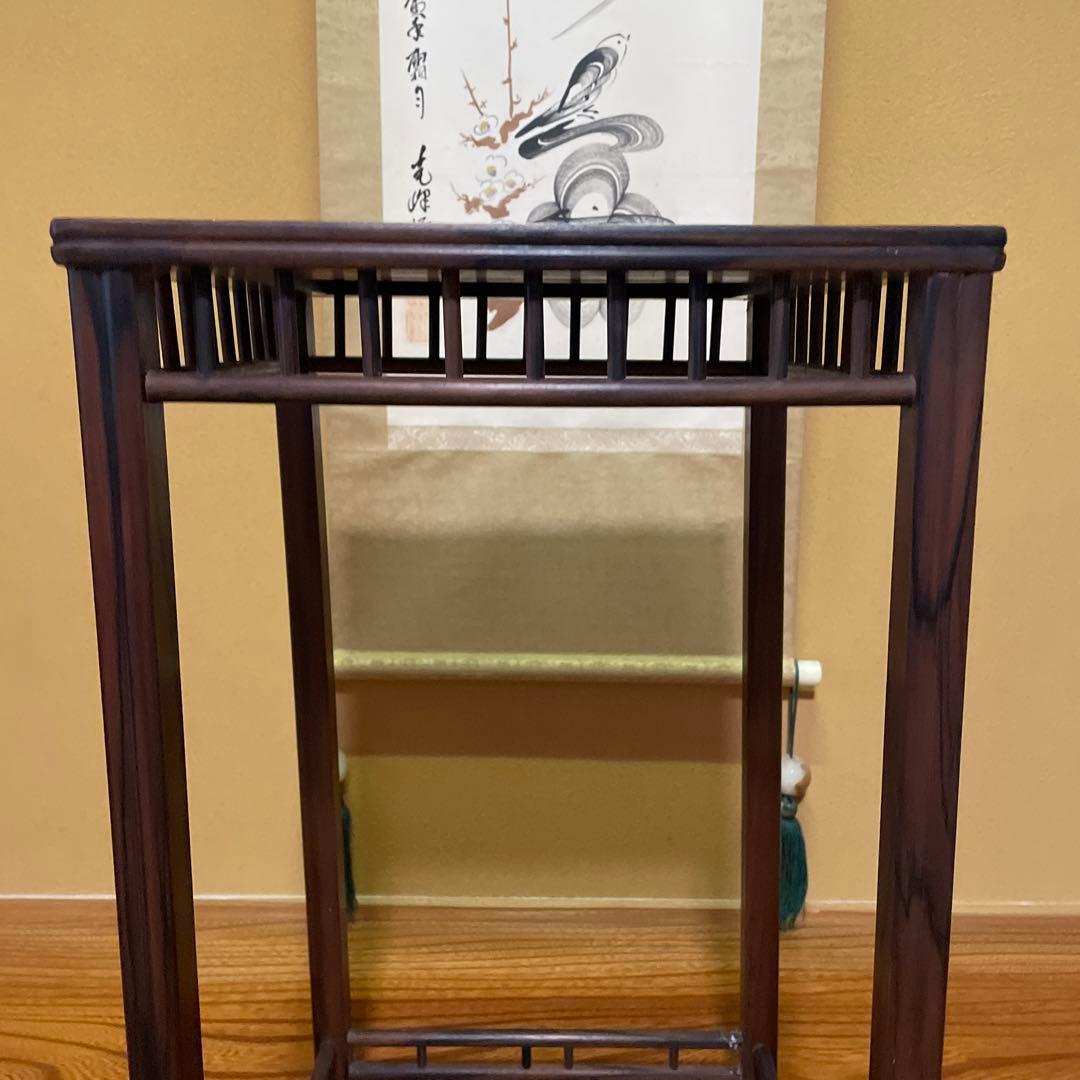 【唐木】懸崖1.1尺 盆栽台 黒檀 ビンテージ品 高卓(こうしょく)【訳あり品】