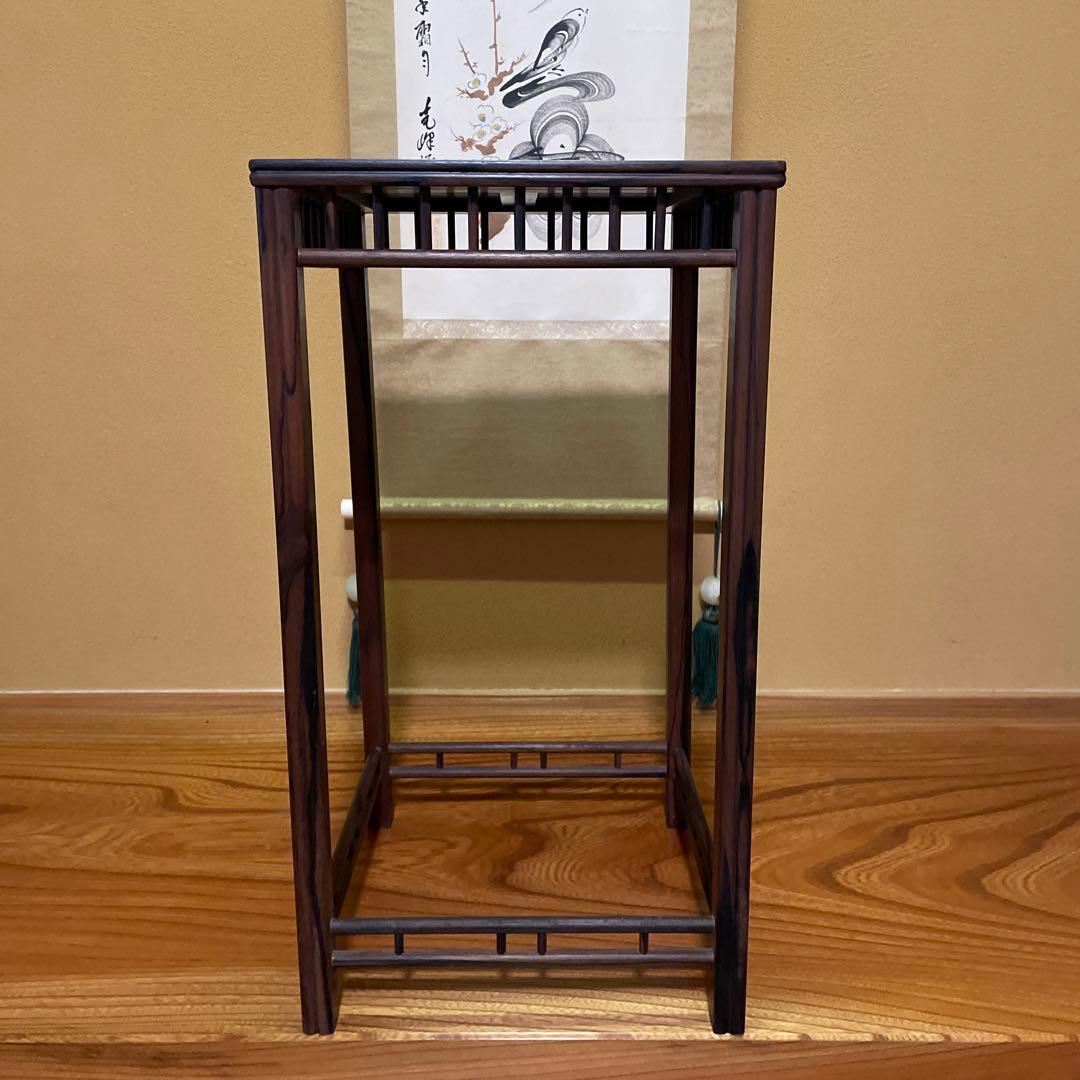 【唐木】懸崖1.1尺 盆栽台 黒檀 ビンテージ品 高卓(こうしょく)【訳あり品】