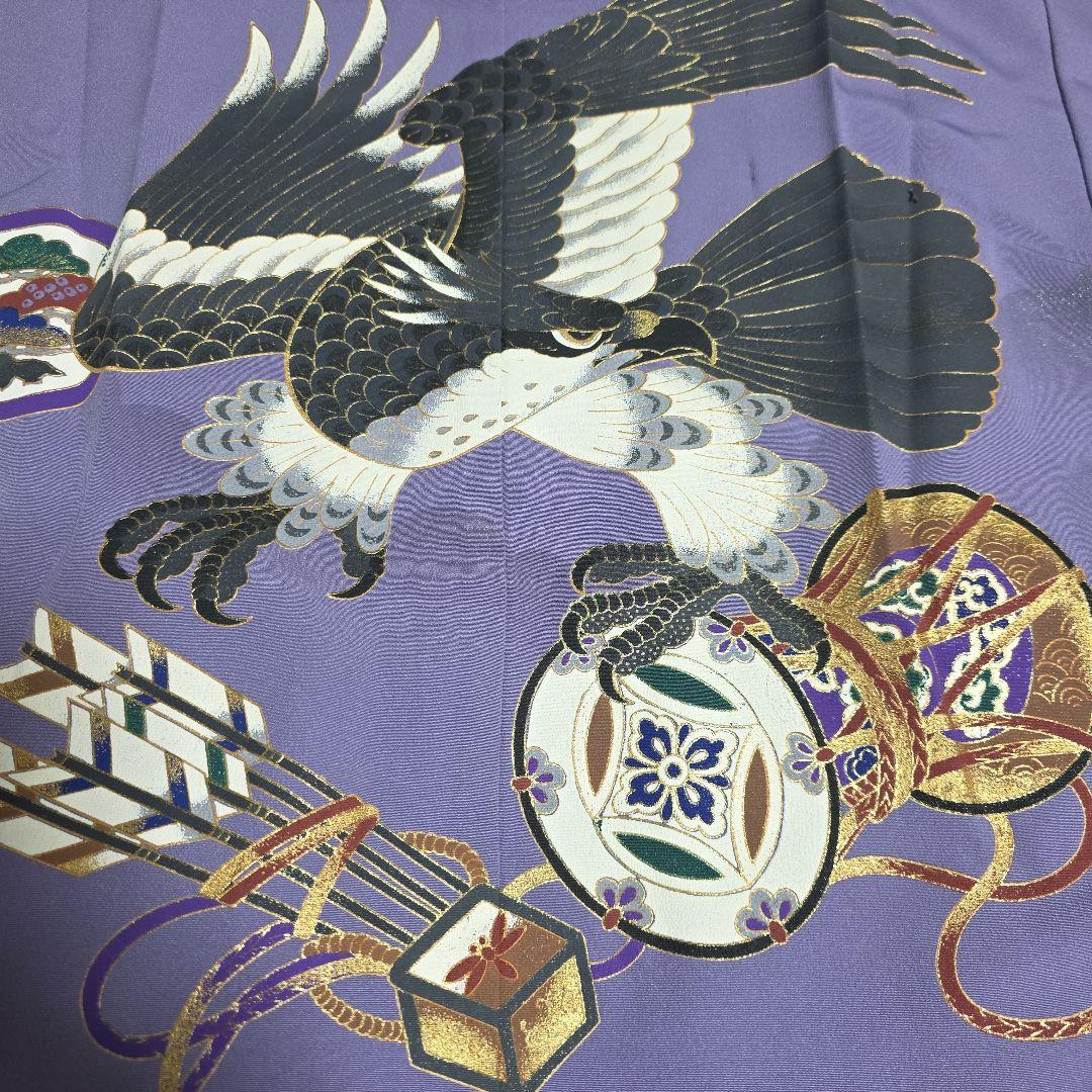 七五三 和装 着物　羽織袴5歳　男の子　鷹柄　美品！