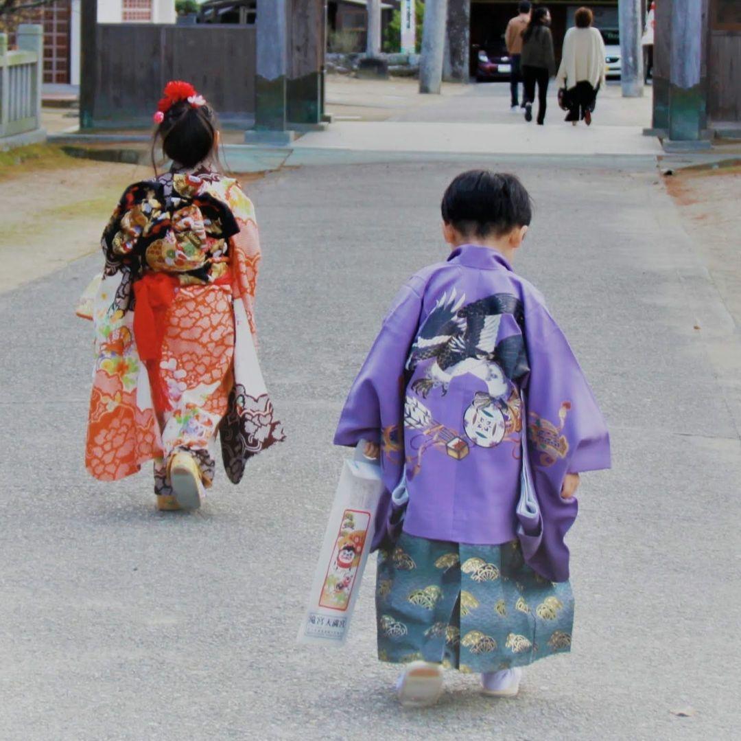 七五三 和装 着物　羽織袴5歳　男の子　鷹柄　美品！