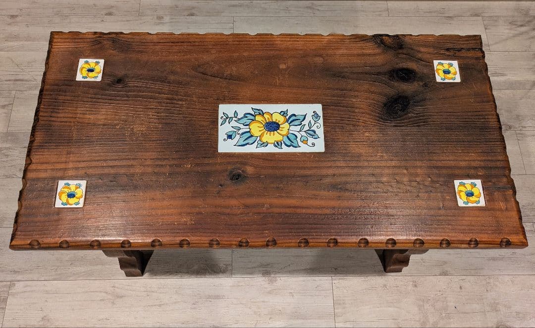 スペイン製 パイン材 カントリー家具 テーブル 天板タイル装飾