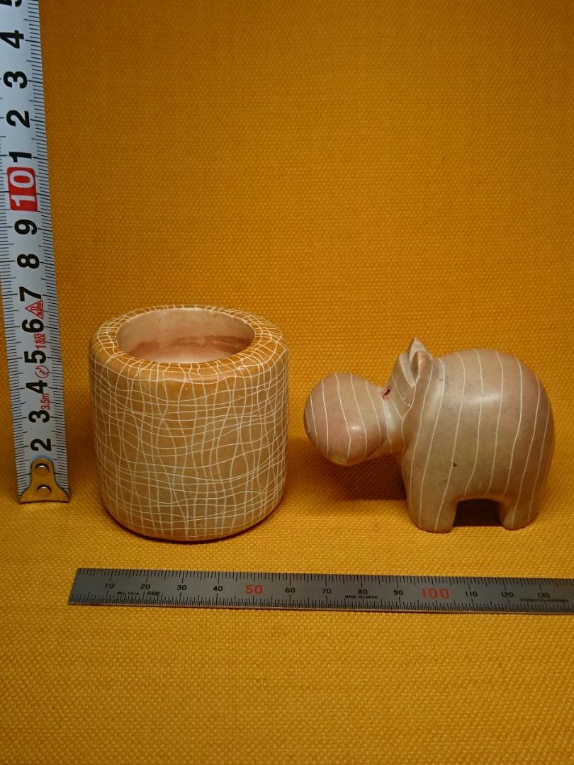 ビンテージ　カバ　石彫　オブジェ　置物　インテリア　工芸品　美術品　A1315