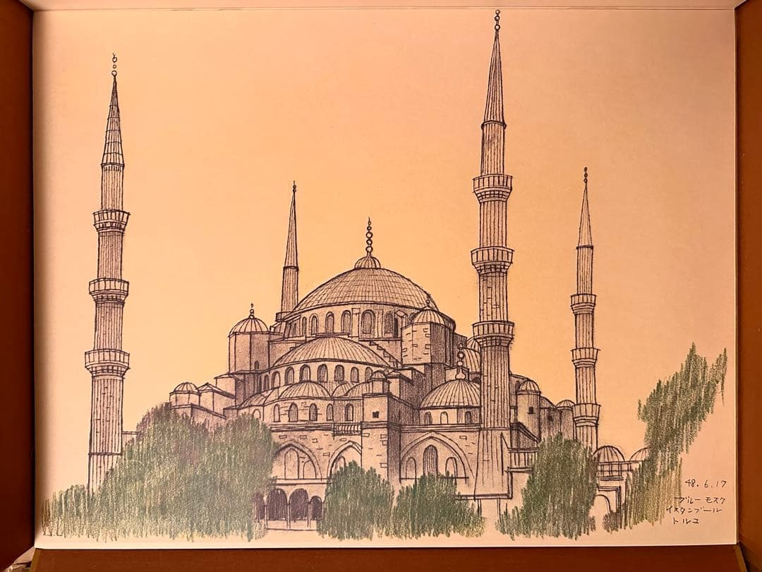 平山郁夫素描集 「わがシルクロード」 大型本 オフセット図版30点＋別冊