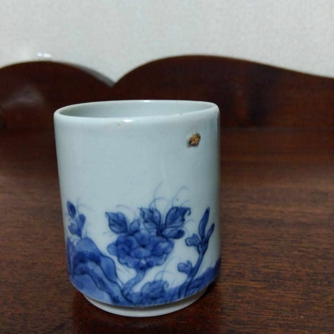 古伊万里　　覗き猪口　岩に牡丹、柳　５個　　23000円→20000円