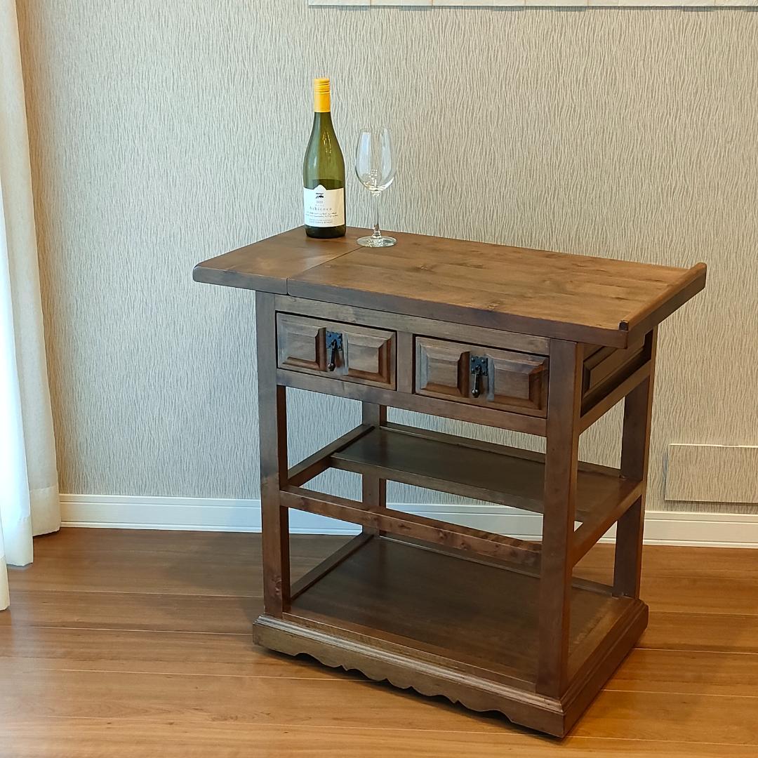 アンティーク　キッチンワゴン　バタフライ　サイドテーブル　スペイン輸入家具