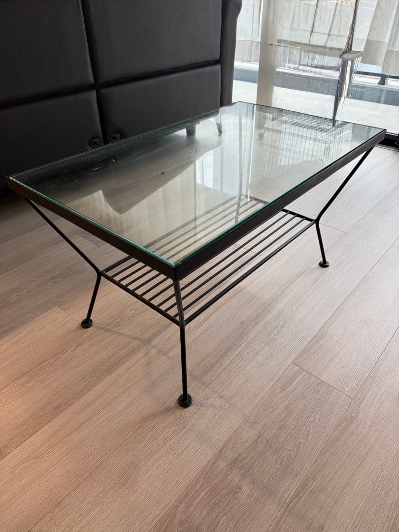 unico エディ ガラス×アイアン ローテーブル ⭕️更に値下げ⭕️