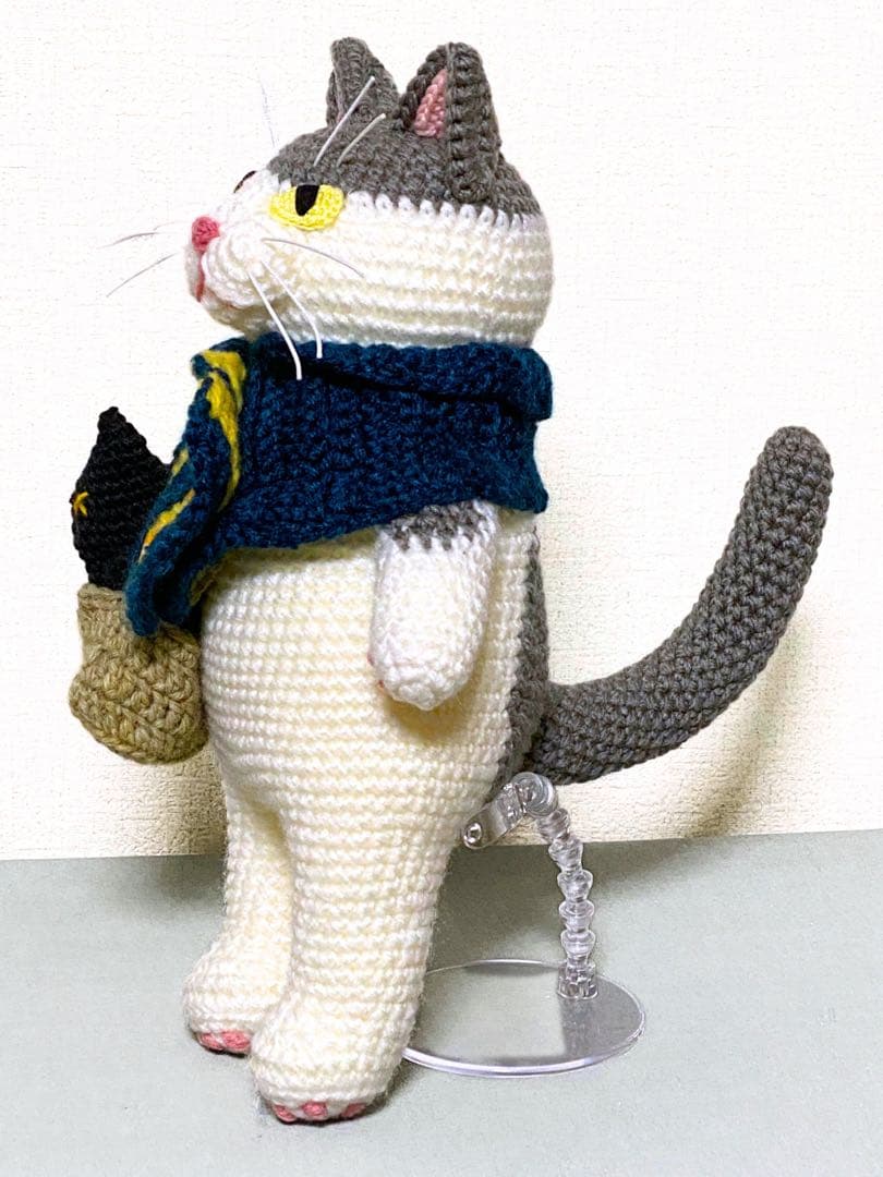 いっしょにおでかけ♪ぱっつん前髪グレー×白猫さんのあみぐるみ