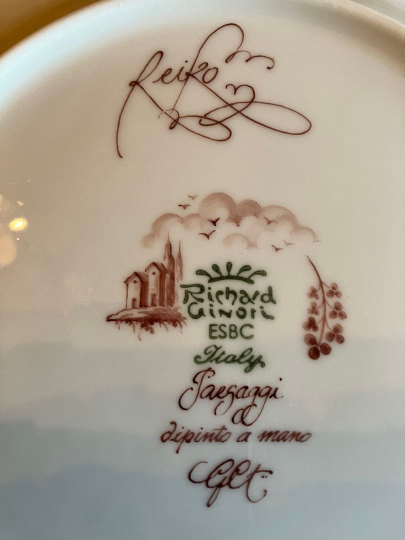 ジノリPaesaggiシリーズdipinto a mano 21.5デザート皿