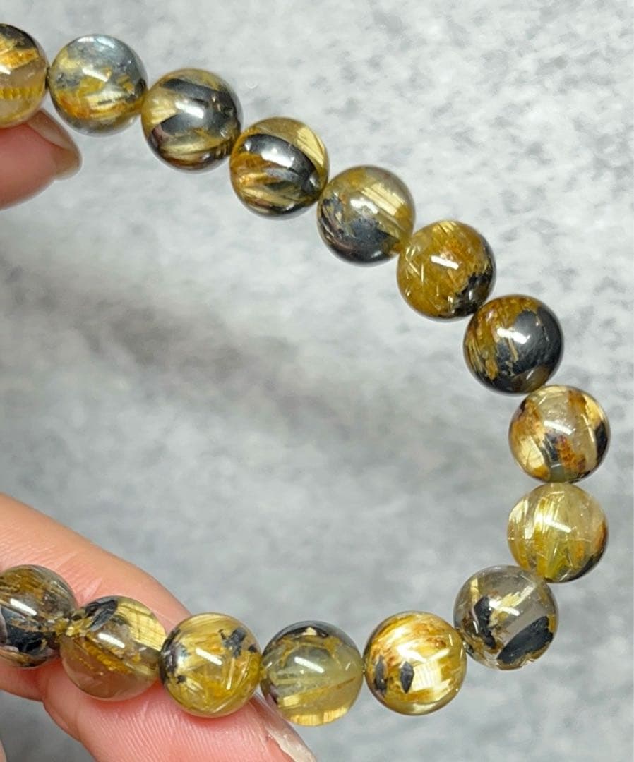 ✴️ 高品質 8ミリ 太陽ルチル ヘマタイトルチル 雷神ルチル 金針太針