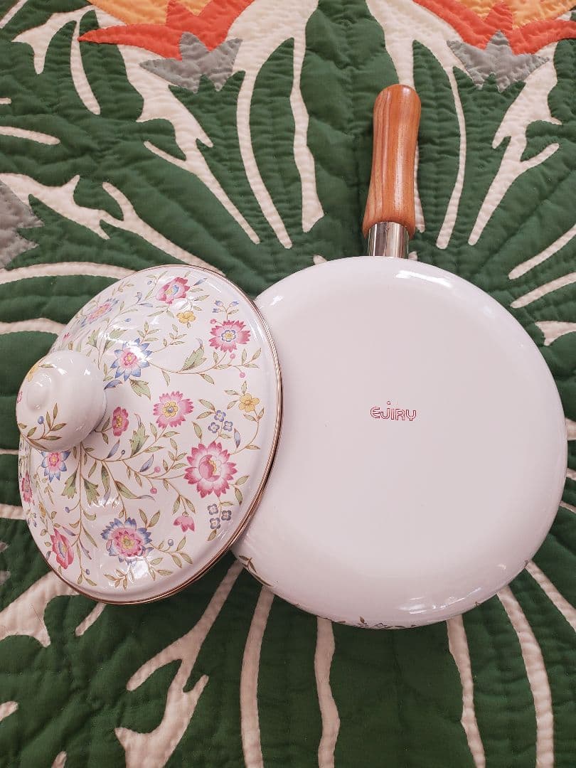 【新品未使用】ピースルピナス エジリー 花柄 鍋 やかん 昭和レトロ ホーロー鍋