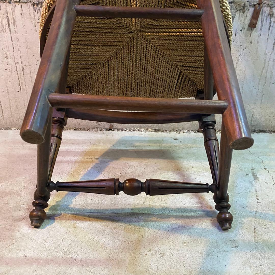 詳細不明　アンティーク　ヴィンテージ　カントリー　ペーパーコード　チェア