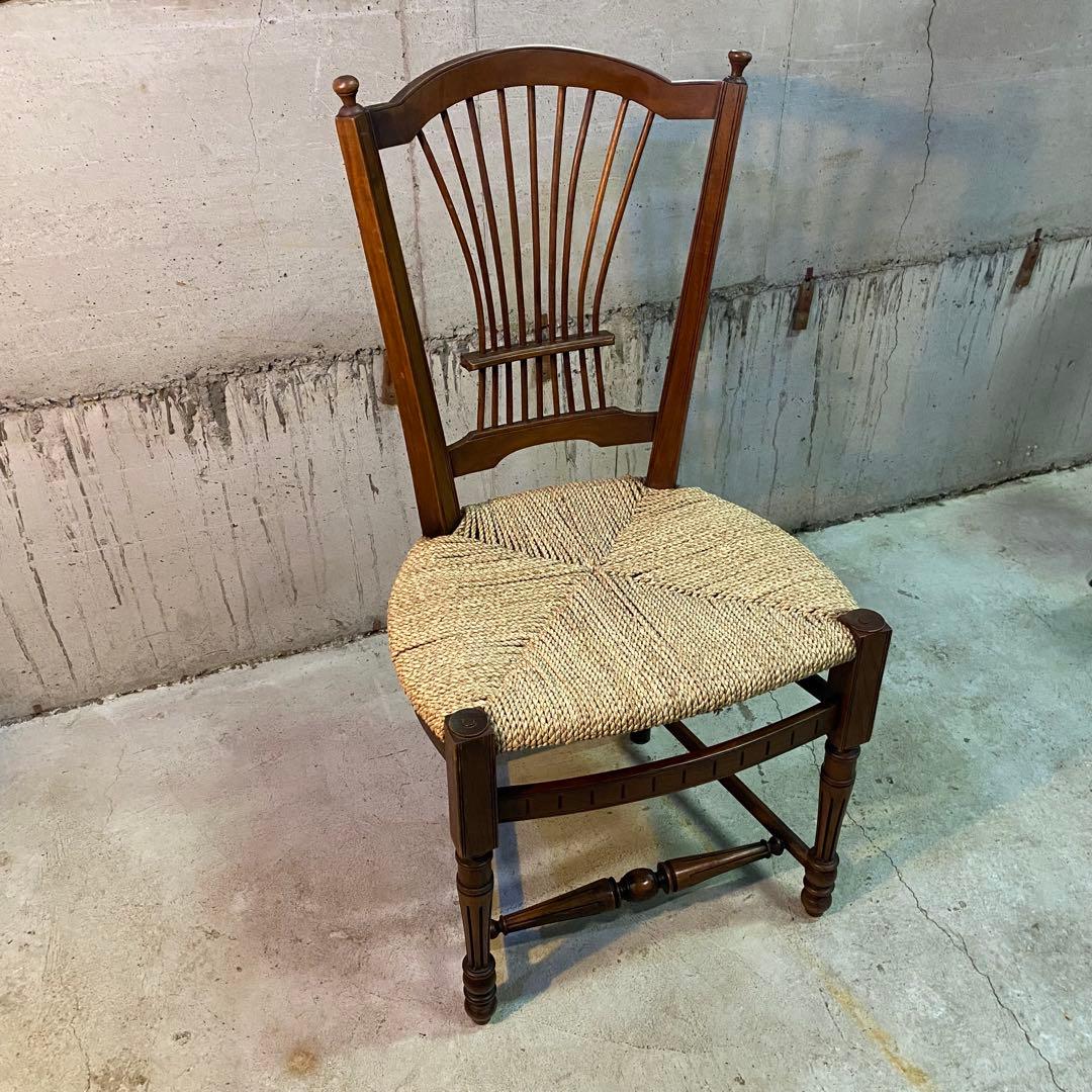 詳細不明　アンティーク　ヴィンテージ　カントリー　ペーパーコード　チェア