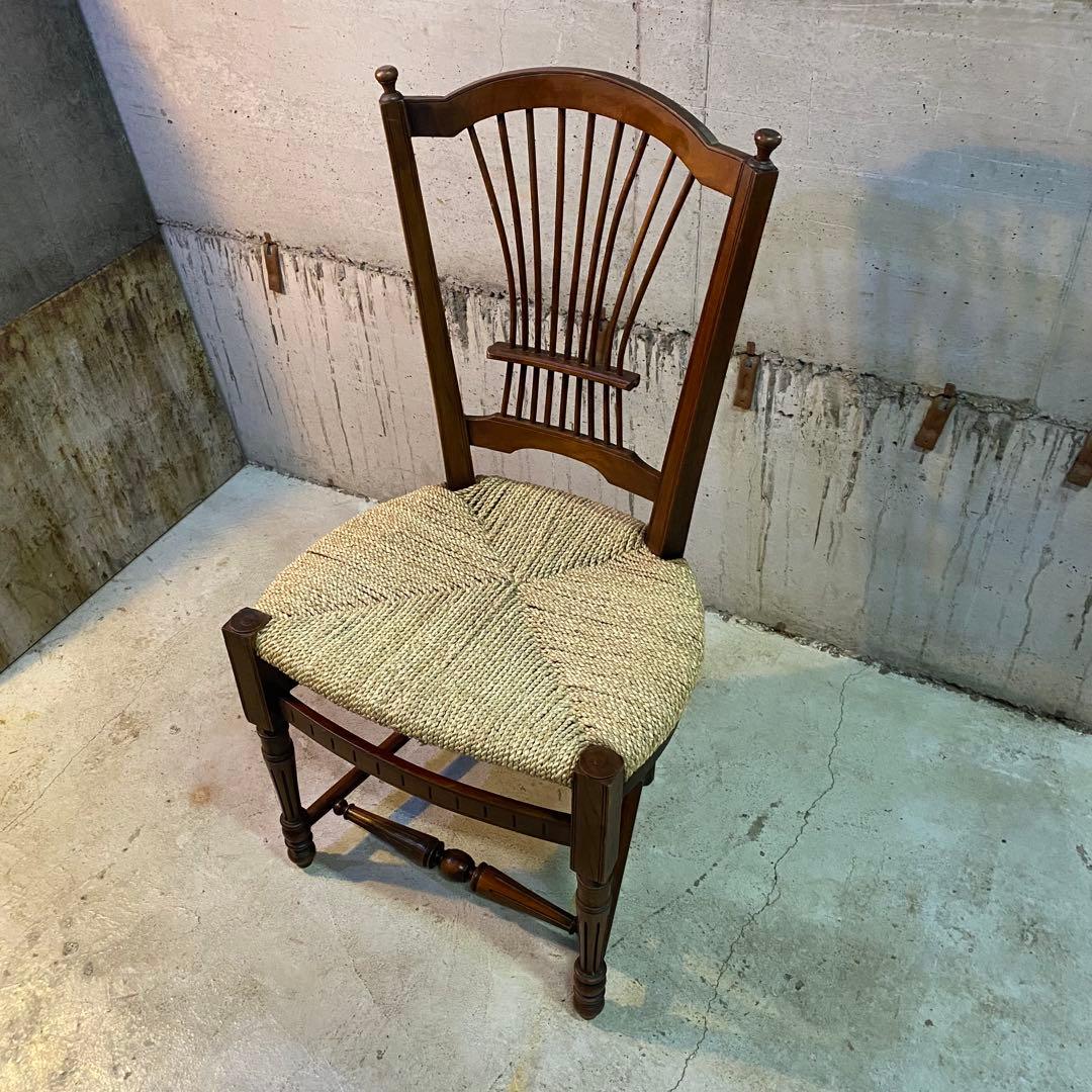 詳細不明　アンティーク　ヴィンテージ　カントリー　ペーパーコード　チェア