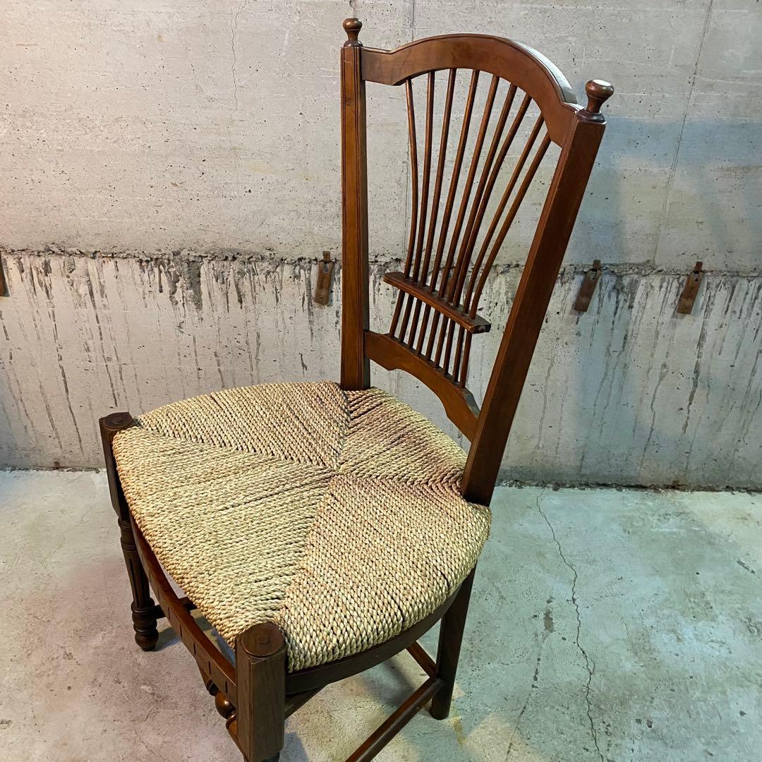 詳細不明　アンティーク　ヴィンテージ　カントリー　ペーパーコード　チェア