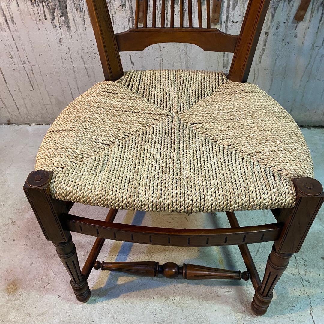 詳細不明　アンティーク　ヴィンテージ　カントリー　ペーパーコード　チェア