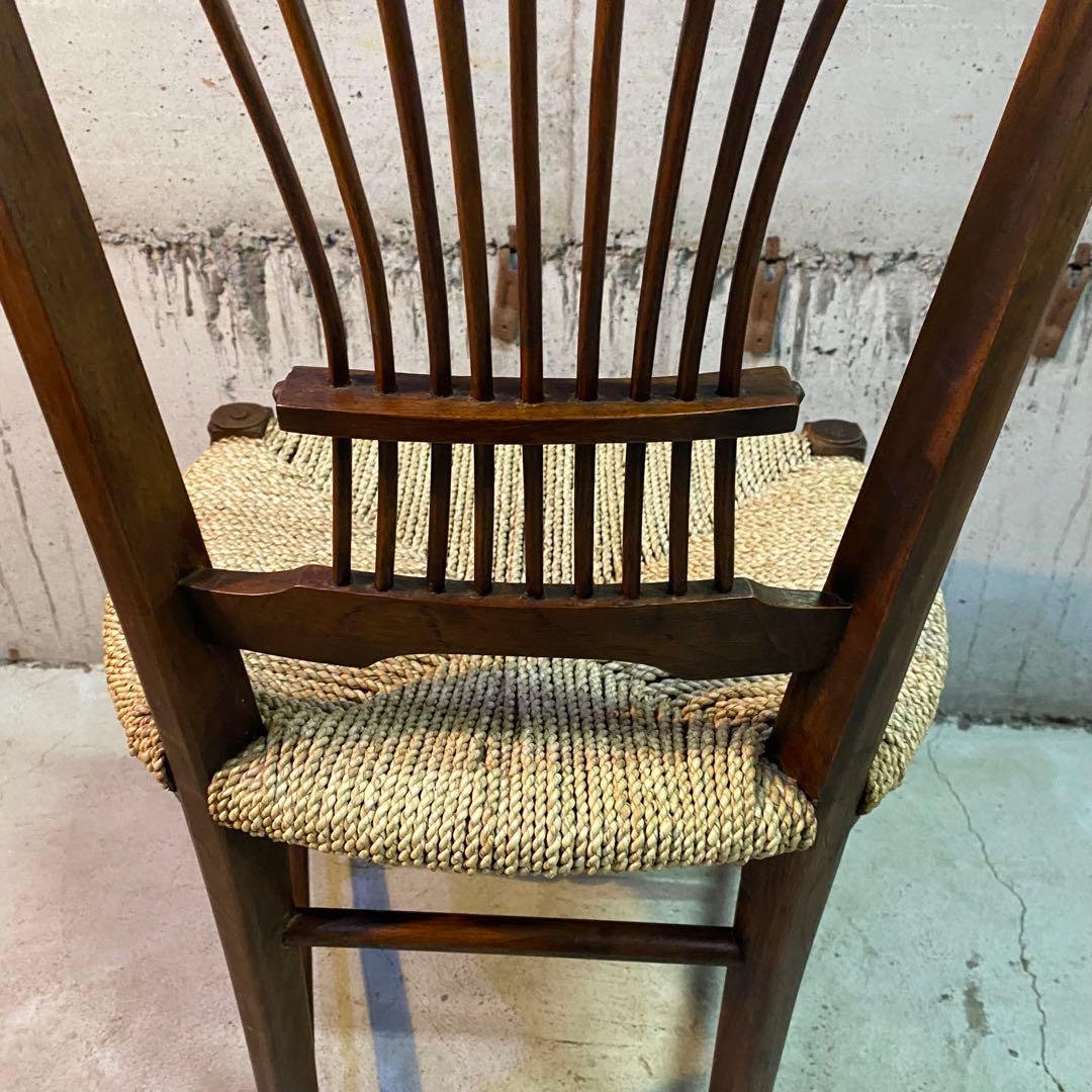 詳細不明　アンティーク　ヴィンテージ　カントリー　ペーパーコード　チェア