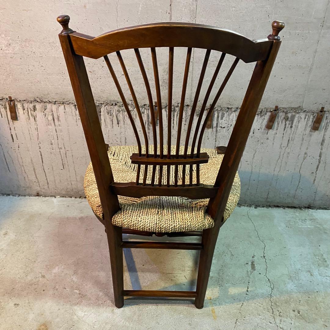 詳細不明　アンティーク　ヴィンテージ　カントリー　ペーパーコード　チェア