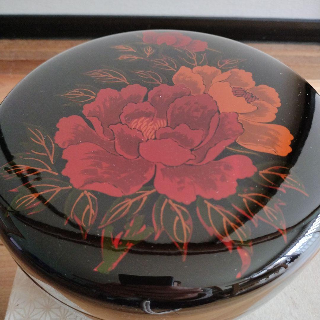 美品 漆器 八雲塗 菓子器 牡丹